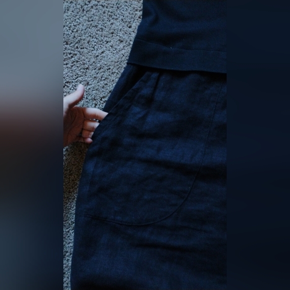 MagicLinen Elegant Black Long Sleeve Cotton and Linen Dress Size S - Picture 5 of 8